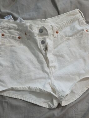 Levi's 501 White High-Rise Button-Fly Denim Shorts